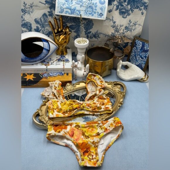 🆕 ZIMMERMANN KIDS 🧿 NWT Raie Trim Tie Front Bikini, Yellow Floral - Sz 4Y - Picture 4 of 15